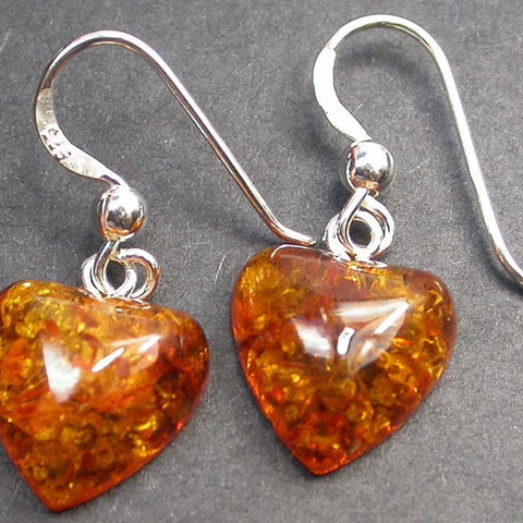 BALTIC AMBER EARRINGS SILVER 6.95 CTS [SJ1419]