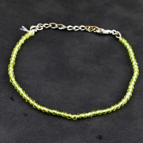Genuine 19.00 Cts Peridot Faceted Beads Bracelet 14-H239