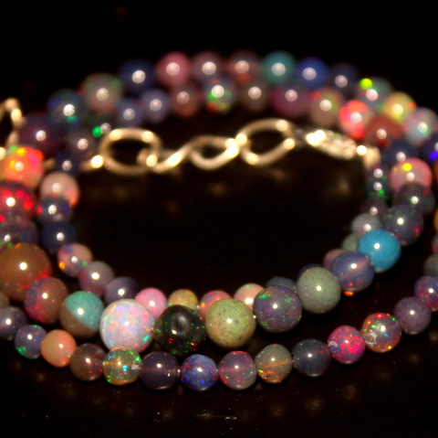 50 Cts 16 inches Natural Ethiopian Fire Opal Smoked Balls Necklace 3