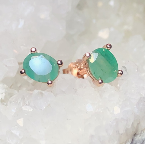 Natural Columbian Emerald Vivid Green Color 4.44 Carat Stud Earring