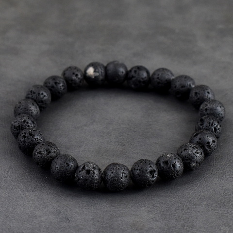Genuine 82.00 Cts Lave Beads Stretchable Bracelet 4-H240