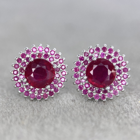 Natural Red Ruby Earrings