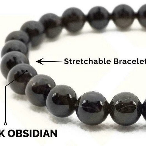 Natural Black Obsidian Stretchable Bracelet