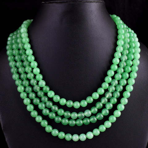 Genuine 930.00 Cts 4 Line Aventurine Beads Necklace 53-H243