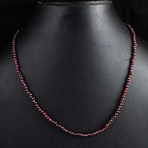 Genuine 59.00 Cts Red Garnet Beads Necklace 22-H244