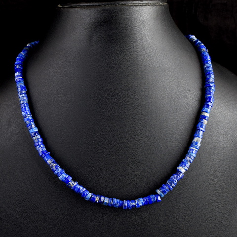 Genuine 158.00 Cts Lapis Lazuli Beads Necklace 23-H244