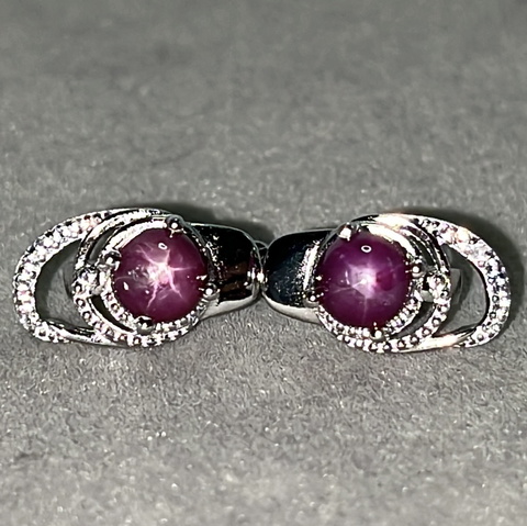 Natural Star Red Ruby Earrings