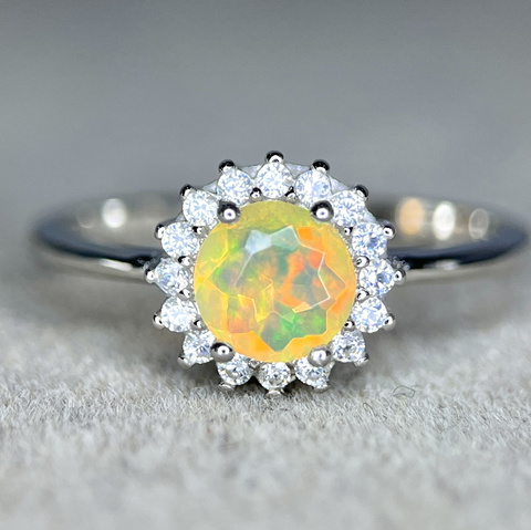 Natural Top Fire Opal Ring
