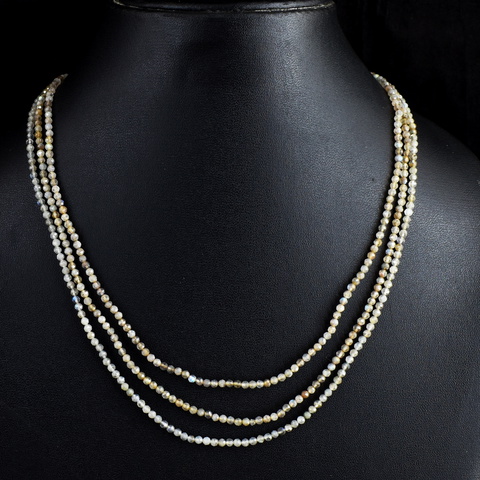 Genuine 3 Line Amazing Flash Labradorite Faceted Beads Necklace 19-H244