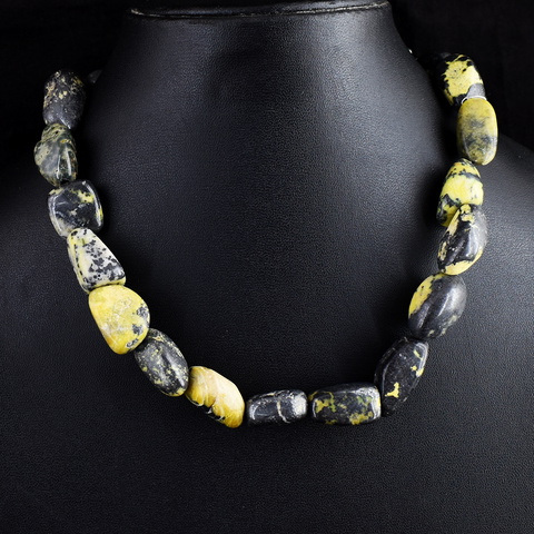 Genuine 632.00 Cts Cheetah Jasper Beads Necklace 12-H244