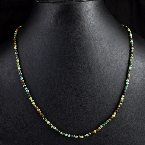 Genuine 35.00 Cts Turquoise Faceted Beads Necklace 26-H244