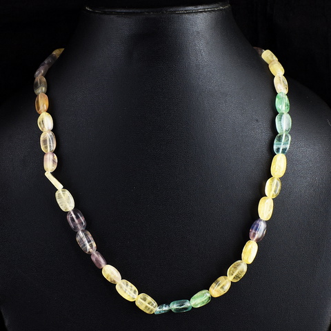 Genuine 206.00 Cts Multicolor Fluorite Beads Necklace 20-H244