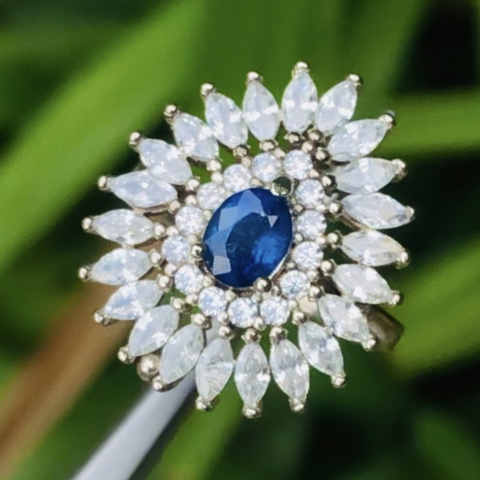 High Quality Natural Vivid Blue Sapphire Ring With 925 Sterling Silver