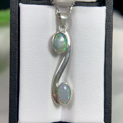 Beautiful Design Natural Australian Opal Handmade Silver Pendant