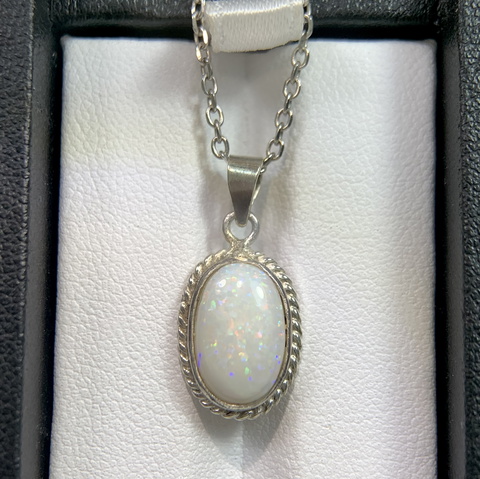 Attractive Design Natural Australian Opal In Handmade Silver Pendant