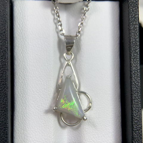 Stunning Design Natural Australian Opal Handmade Silver Pendant