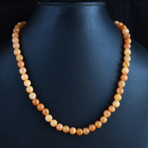 Genuine 234.00 Cts Aventurine Beads Necklace 38-H244