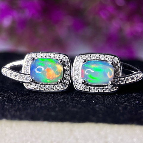 25.91Ct Artistic Natural Fire Opal Gemstone Silver925 Earrings