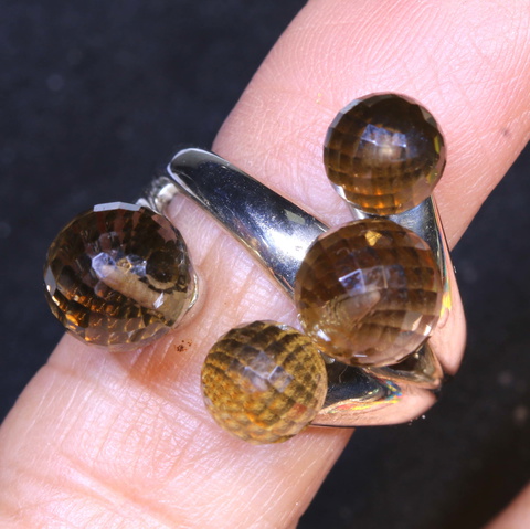 54Cts-Smoky Quartz Cocktail Silver Ring S-6 TBJ-648 truebluejewelry
