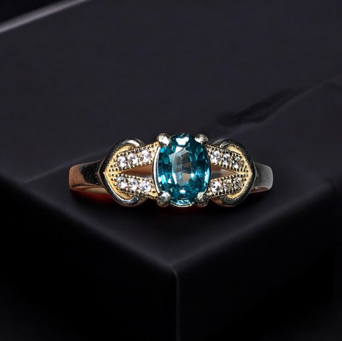 21 CT Rare Blue Zircon 925 Silver Ring.