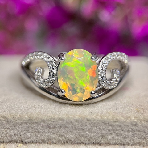16.44Ct Artistic Natural Fire Opal Gemstone Silver925 Ring