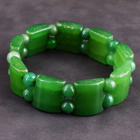Genuine 302.00 Cts Aventurine Beads Stretchable Bracelet 7-H245