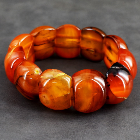 Genuine 444.00 Cts Agate Stretchable Beads Bracelet 9-H245