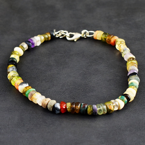 Genuine 64.00 Cts Multistone Beads Bracelet 12-H245