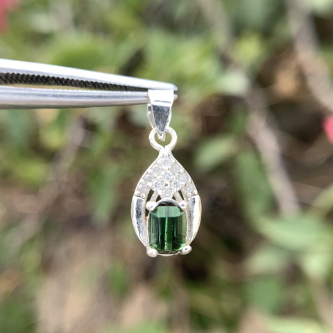 Attractive Natural Tourmaline In 925 Silver Prndant