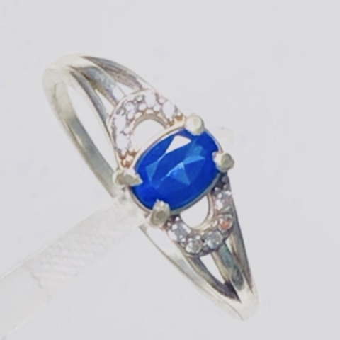 CZ Sapphire Ring With Rhodium 925 Sterling Silver