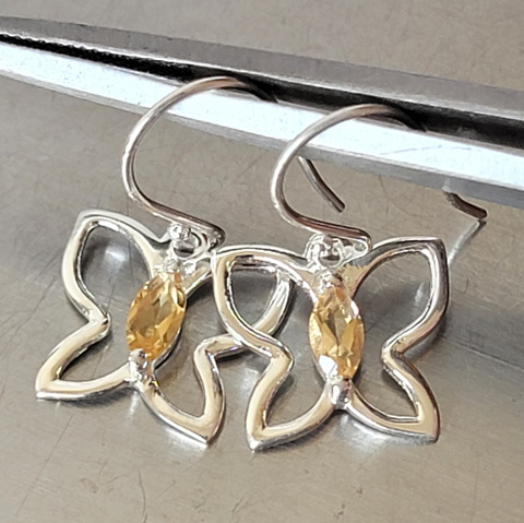 .40 CTW GOLDEN CITRINE GEMSTONE EARRINGS IN STERLING SILVER