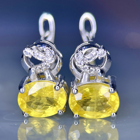 Natural Yellow Sapphire Silver 925 Earrings
