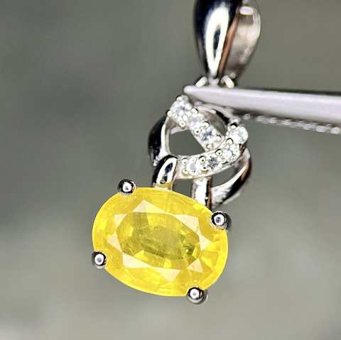 Natural Yellow Sapphire Silver 925 Pendant