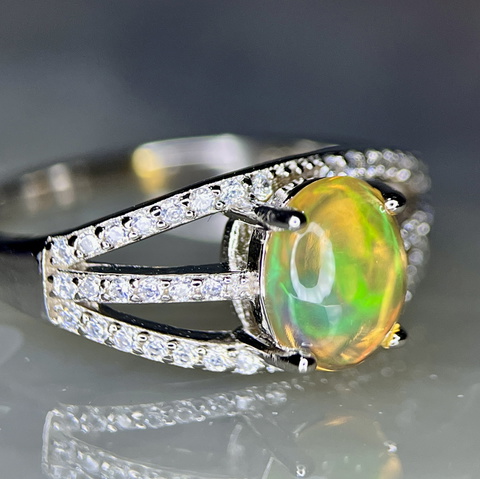 Natural Fire Opal Silver 925 Ring