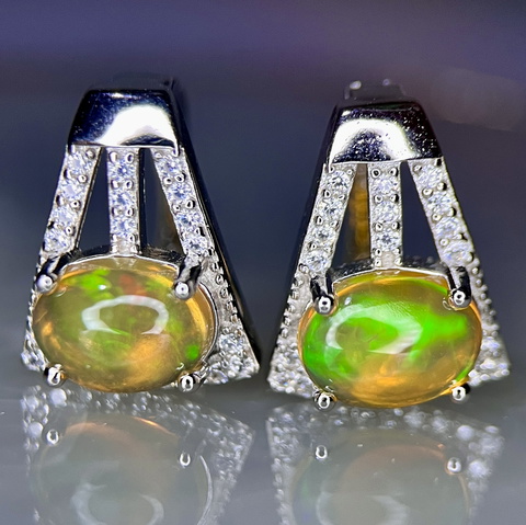 Natural Fire Opal Silver 925 Earrings