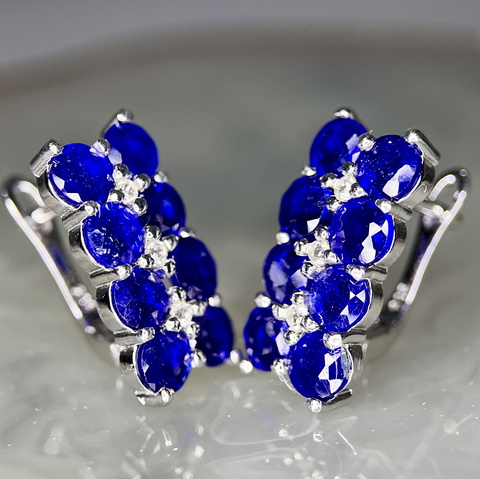 Natural Blue Sapphire Silver 925 Earrings