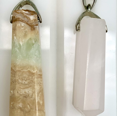 24 grams Rare carabbean blue calcite and pink calcite 925 Silver pendents.