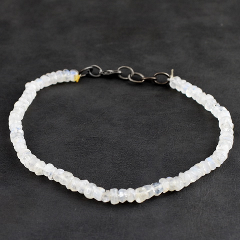 Genuine 39.00 Cts Blue Flash Moonstone Beads Bracelet 35-H245
