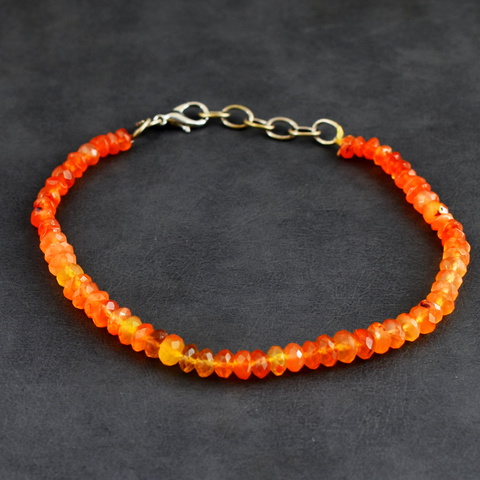 Genuine 39.00 Cts Carnelian Faceted Beads Bracelet 19-H245