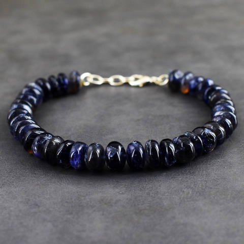 Genuine 129.00 Cts Iolite Beads Bracelet 17-H245