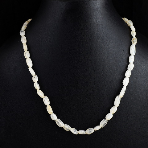 Genuine 109.00 Cts Blue Flash Moonstone Beads Necklace 28-H245