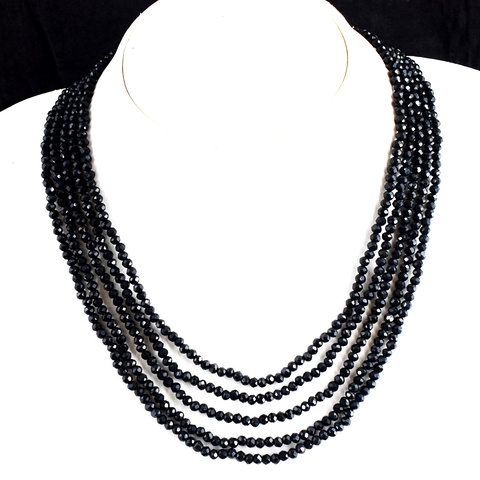Genuine 210.00 Cts 5-Line Spinel Faceted Beads Necklace 34-H245