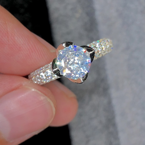Sparkling white Mossianite 23.00 carat with 925 silver ring