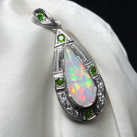 Pretty Design Natural Opal Pendant Handcrafted Design Sterling Silver 925