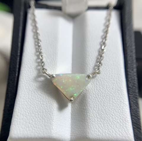 Stunning Design Natural Australian Opal Handmade Silver Necklace