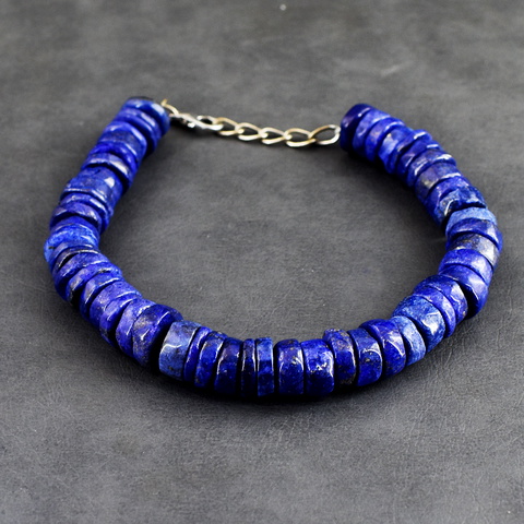 Genuine 200.00 Cts Lapis Lazuli Beads Bracelet 60-H245