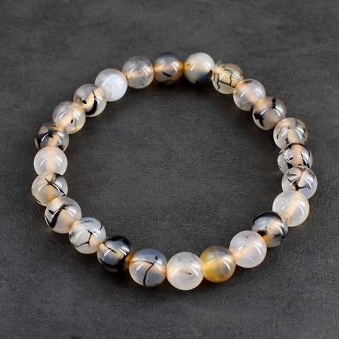 Genuine 87.00 Cts Agate Beads Stretchable Bracelet 61-H245