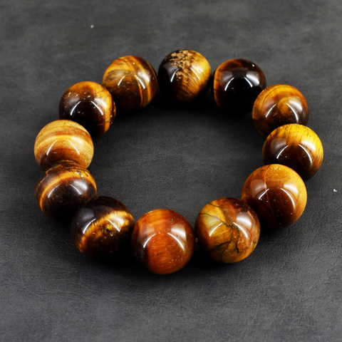 Genuine 352.00 Cts Tiger Eye Beads Stretchable Bracelet 59-H245