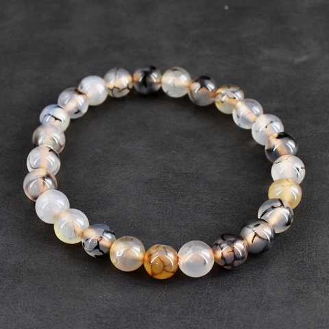 Genuine 89.00 Cts Agate Beads Stretchable Bracelet 54-H245