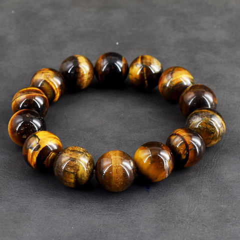 Genuine 285.00 Cts Tiger Eye Beads Stretchable Bracelet 53-H245